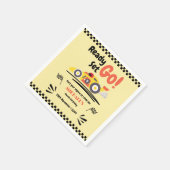 任意の年齢誕生日準備ができて行くイエローレースカー スタンダードカクテルナプキン (角)