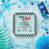 任意の年齢誕生日準備セットゴーブルーレースカー ペーパープレート (パーティー)