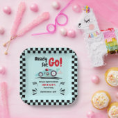 任意の年齢誕生日準備セットゴーブルーレースカー ペーパープレート (パーティー)