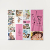 任意の年齢10枚の写真コラージュ - ピンク タペストリー (正面(横))