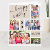 任意の年齢5フォトコラージュストーンカスタム誕生日カード カード (正面)