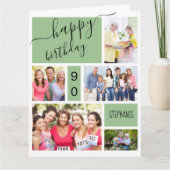 任意の年齢5フォトコラージンググリーンカスタム誕生日 カード (正面)