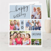 任意の年齢5フォトコラージンググレーブルーカスタム誕生日 カード (正面)