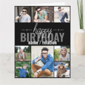任意の年齢8フォトコラージュパーソナライズされたメンズ誕生日 カード (正面)
