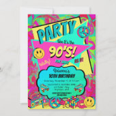 任意の年齢90のレトロな誕生日の招待 招待状 (正面)