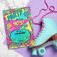 任意の年齢90のレトロな誕生日の招待