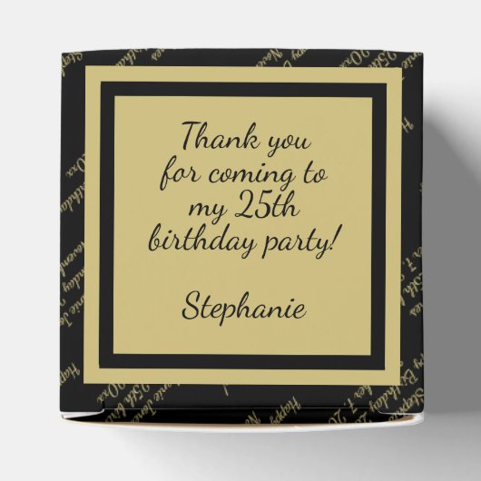 任意の年齢 – あなたのカスタムメッセージパターン黒/金ゴールド フェイバーボックス (上部)