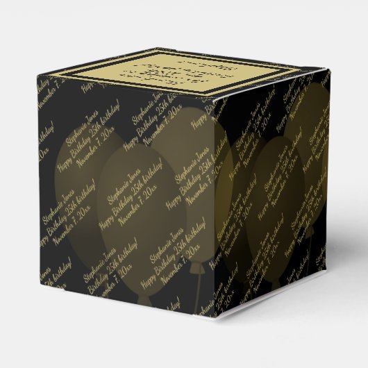 任意の年齢 – あなたのカスタムメッセージパターン黒/金ゴールド フェイバーボックス (裏面サイド)
