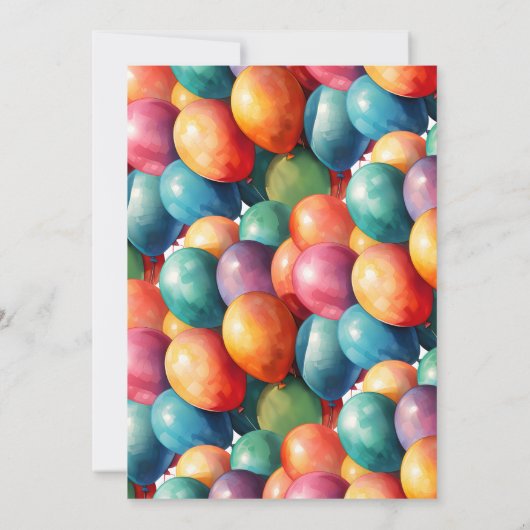 任意の年齢 |キティ猫レインボーバルーン子供の誕生日 招待状 (裏面)