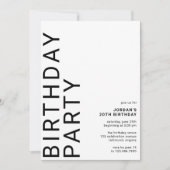 任意の年齢 クールモダンミニマルユニセックス誕生日 招待状 (正面)