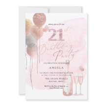 任意の年齢、グリッターバルーンピンクシャンパン21st