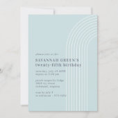 任意の年齢 |パステルライトブルーモダンシンプル誕生日 招待状 (正面)
