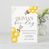 任意の年齢、ビーテーマ女の子の誕生日 招待状 (スタンド正面)