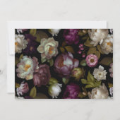 任意の年齢 |ブラックモダンムーディダークフローラ誕生日 招待状 (裏面)