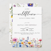 任意の年齢 |ワイルドフラワー誕生日 招待状 (正面/裏面)