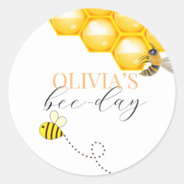 任意の年齢、蜂のテーマ誕生日 ラウンドシール