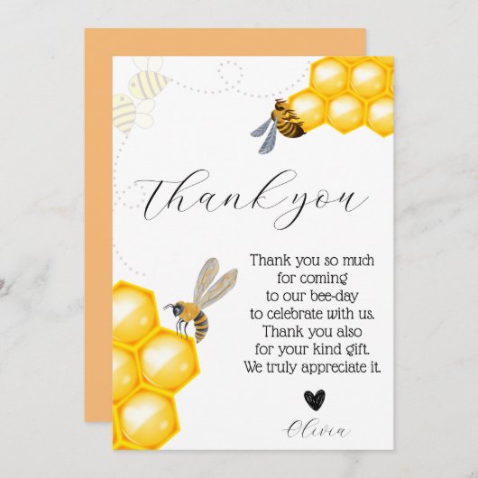 任意の年齢、蜂のテーマ誕生日 招待状 (正面/裏面)