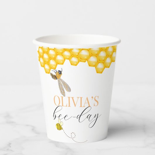 任意の年齢、蜂のテーマ誕生日 紙コップ (正面)