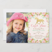 任意の年齢/追加の写真 – 馬の誕生日招待状 招待状 (正面)