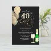 任意の年齢、金ゴールドグリッターバルーンひし 招待状 (スタンド正面)