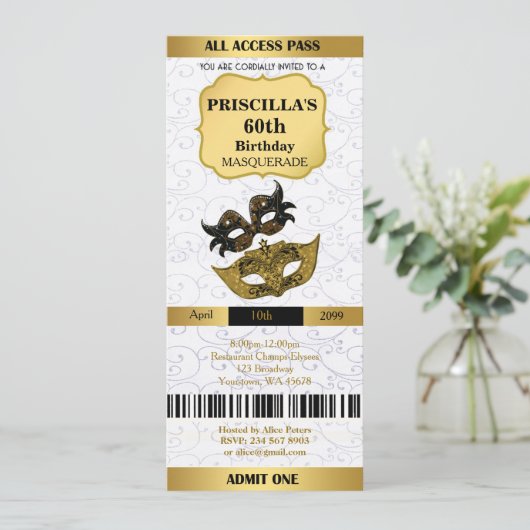 任意の年齢, 60th,招待状チケット誕生日女性 招待状 (スタンド正面)