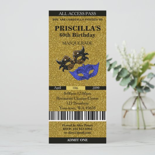 任意の年齢, 60th,招待状チケット誕生日女性 招待状 (スタンド正面)