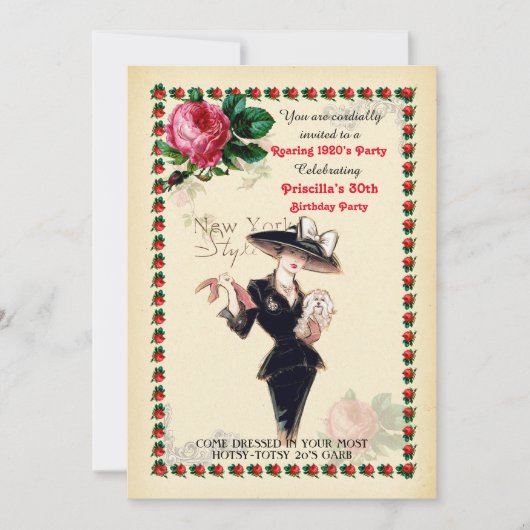 任意の年齢,60th,誕生日パーティーの女性,ギャツビースタイル,アート 招待状 (正面)