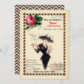 任意の年齢,60th,誕生日パーティーの女性,ギャツビー,アートデコ 招待状 (正面/裏面)