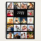 任意の年18フォトコラージュ黒 プランナー手帳 (正面)
