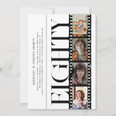 任意の年 |シンプル4フィルムストリップフォトバースデーパーティー 招待状 (正面)