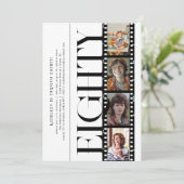 任意の年 |シンプル4フィルムストリップフォトバースデーパーティー 招待状 (スタンド正面)