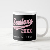 任意の年、ピンク/黒の上級卒業 ジャンボコーヒーマグカップ (右)
