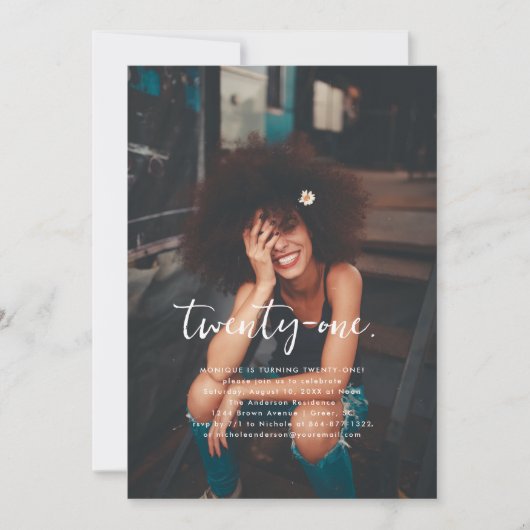 任意の年 |フォトシンプル誕生日パーティー 招待状 (正面)