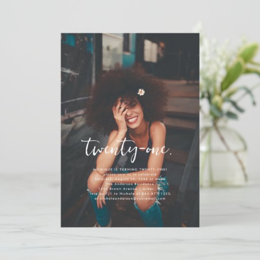 任意の年 |フォトシンプル誕生日パーティー 招待状 (スタンド正面)