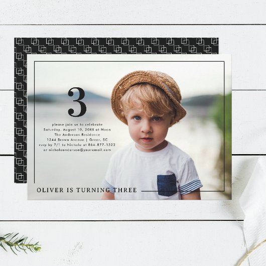 任意の年 |フォトシンプル誕生日パーティー 招待状