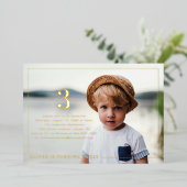 任意の年 |フォトシンプル誕生日パーティー 箔招待状 (立ち正面)