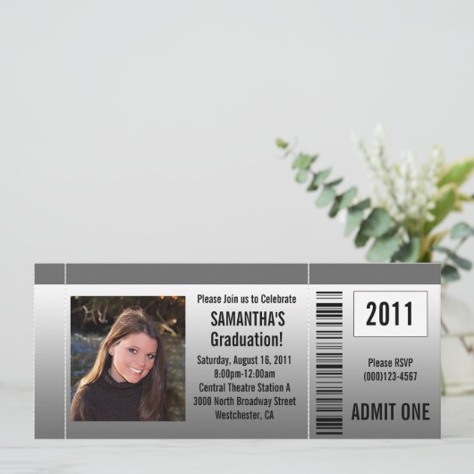 任意の年～写真卒業パーティーチケット招待状 招待状 (スタンド正面)