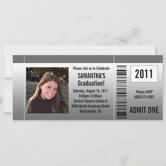 任意の年～写真卒業パーティーチケット招待状 招待状 (正面)