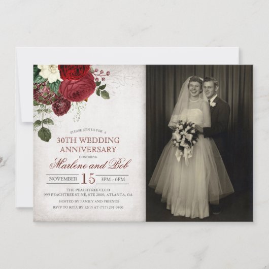 任意の年 - 結婚記念日招待状 招待状 (正面)