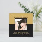 任意の年~金ゴールド/黒モダン方卒業 招待状 (スタンド正面)