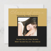 任意の年~金ゴールド/黒モダン方卒業 招待状 (正面)