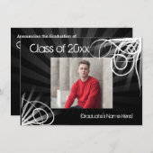 任意の年~黒スワール写真の卒業発表 招待状 (正面/裏面)