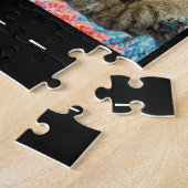 任意の引用文ファミリー写真コラージュ金ゴールドブラックモノグラム ジグソーパズル (側面)