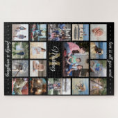 任意の引用文ファミリー写真コラージュ金ゴールドブラックモノグラム ジグソーパズル (横)