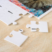 任意の引用文家族の写真コラージュ金ゴールドホワイトモノグラム ジグソーパズル (側面)