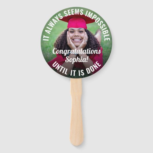 任意の引用文2フォトオーバーレイ感動的卒業 ハンドファン (正面)