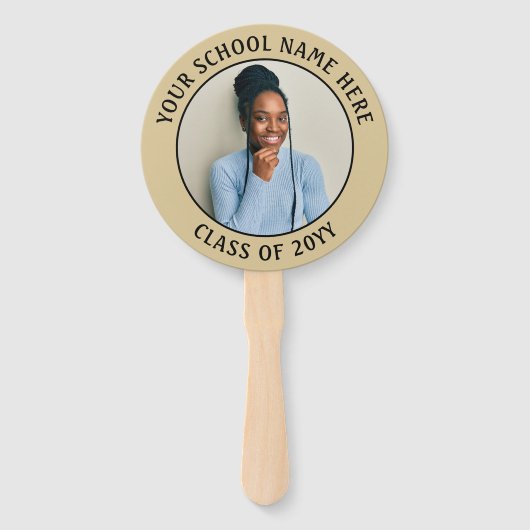 任意の引用文2フォトブラック金ゴールドホイルフェイクの卒業 ハンドファン (裏面)