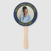 任意の引用文2 Photo Navy Blue金ゴールド黄色の卒業 ハンドファン (裏面)