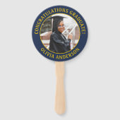 任意の引用文2 Photo Navy Blue金ゴールド黄色の卒業 ハンドファン (正面)