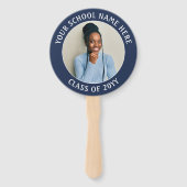 任意の引用文2 Photo Navy Blue and White Graduation ハンドファン (裏面)